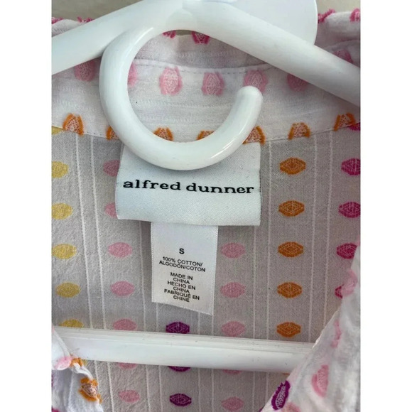 Alfred Dunner Clip Dot Short Sleeve Button Down Shirt Women's Size Small - Picture 7 of 10